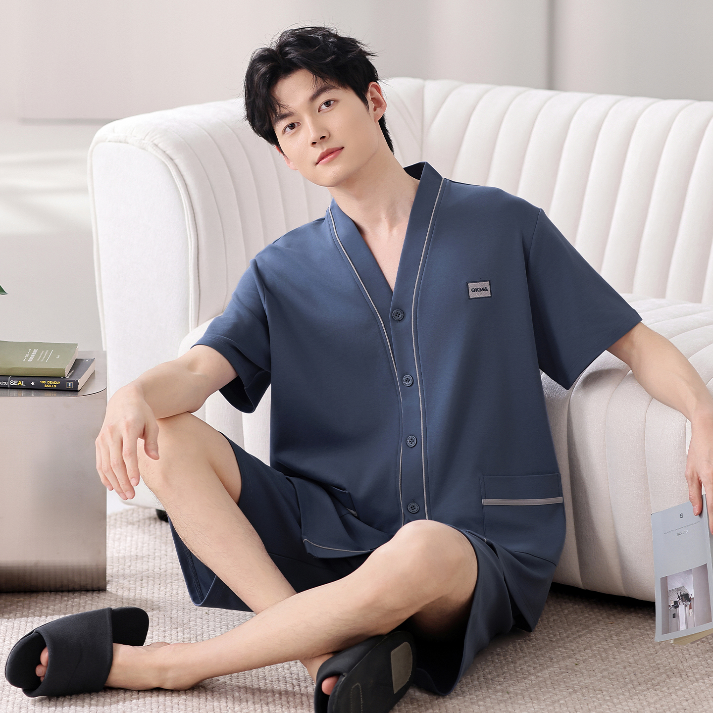 Summer V-Neck Pyjamas Male 100 - Kimono Yukata Cotton บทวิจารณ์และราคา