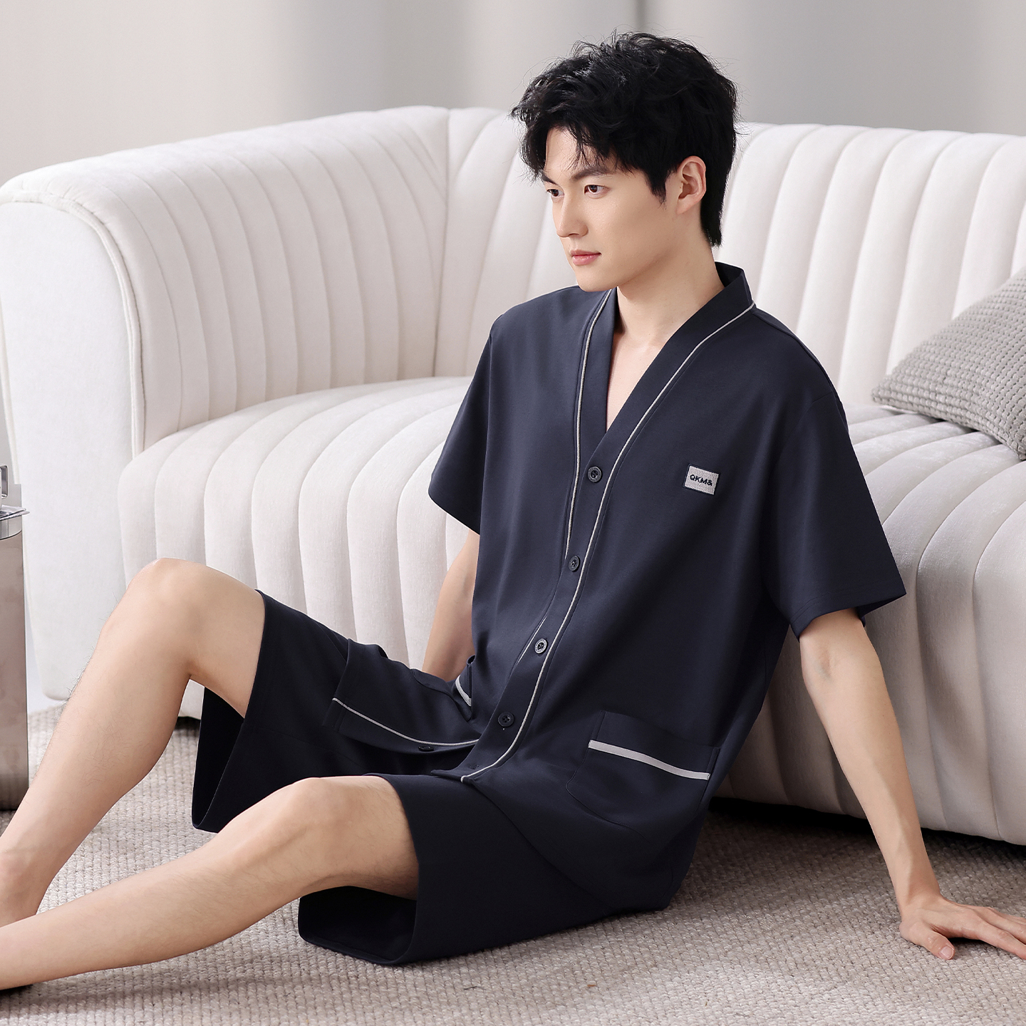 Summer V-Neck Pyjamas Male 100 - Kimono Yukata Cotton บทวิจารณ์และราคา
