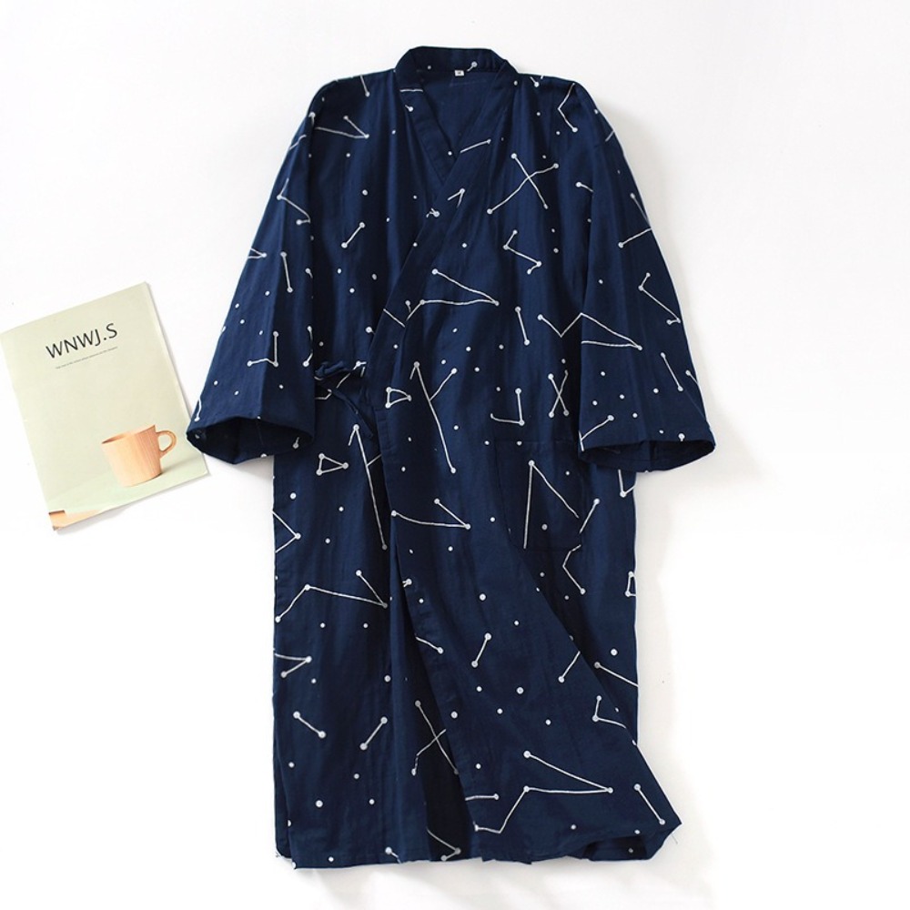 Sleepwear V-Neck Men's Kimono  - Kimono Yukata Cotton บทวิจารณ์และราคา