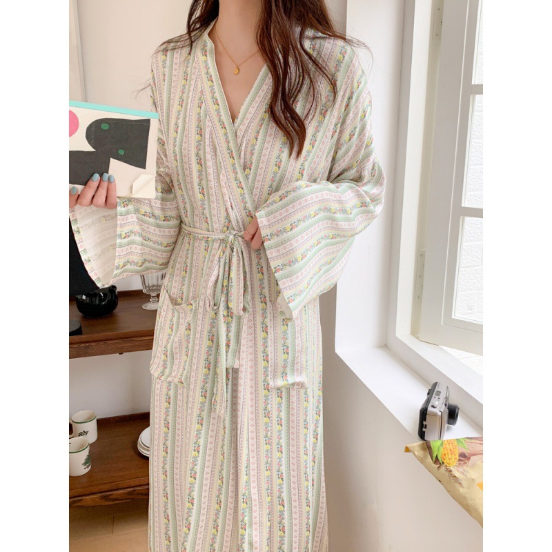 Korean Ins Kimono Robe Pajamas - Kimono Yukata Cotton บทวิจารณ์และราคา