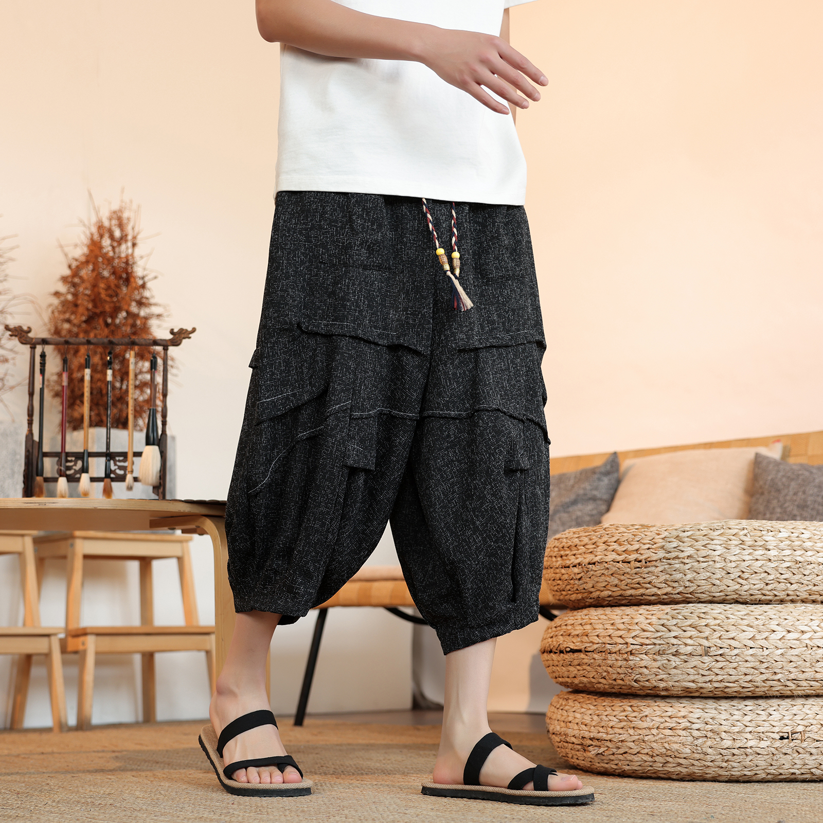 Summer Lantern Pants Men Japan - Kimono Yukata Cotton บทวิจารณ์และราคา