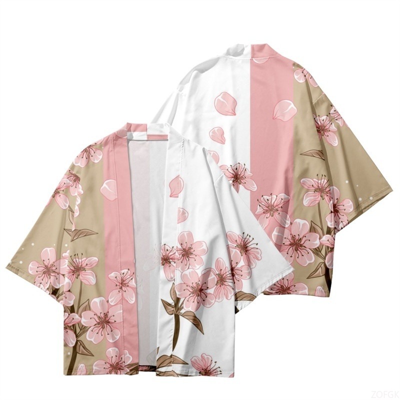 Summer Women Flower Print Kimo - Kimono Yukata Cotton บทวิจารณ์และราคา